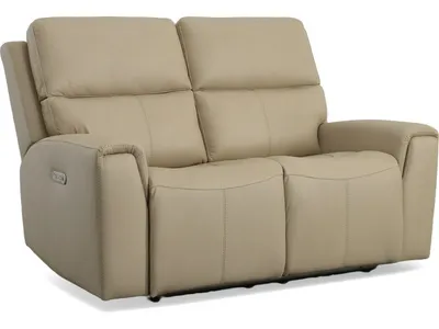 Jarvis Parchment Leather Power Reclining Loveseat with Power Headrests