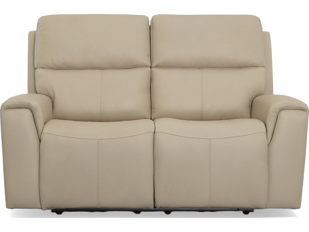 Jarvis Parchment Leather Power Reclining Loveseat with Power Headrests - image 1
