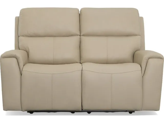 Jarvis Parchment Leather Power Reclining Loveseat with Power Headrests - Alternative View