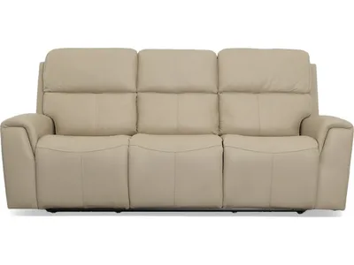 Jarvis Parchment Leather Power Reclining Sofa with Power Headrests - Alternative View