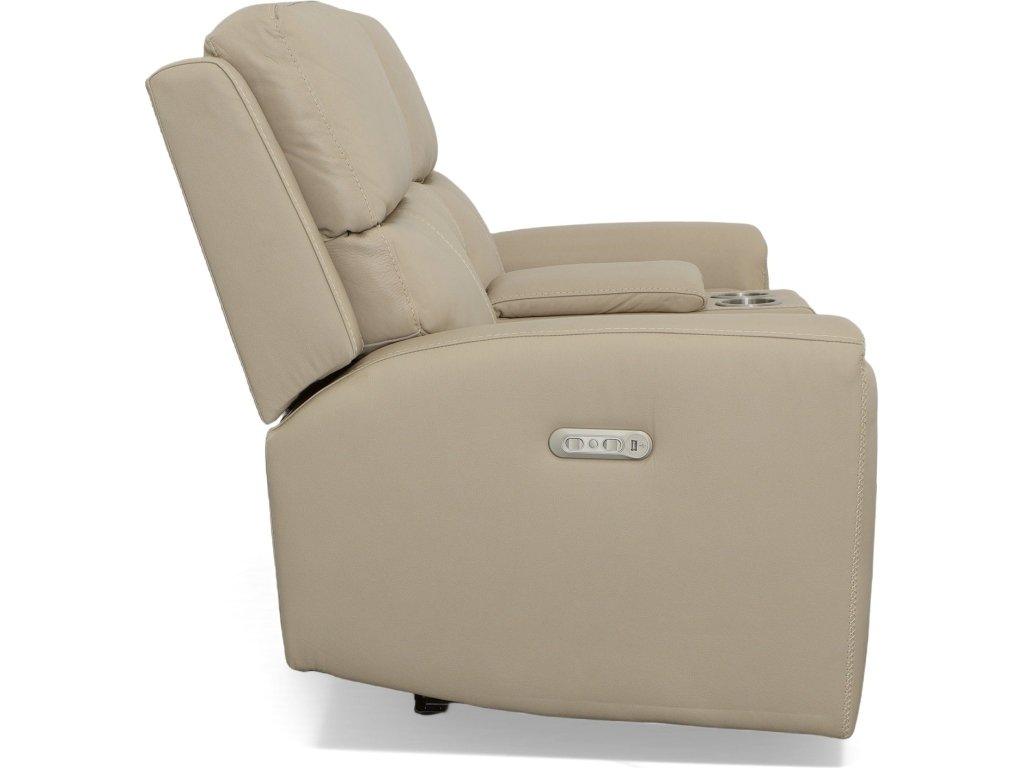 Jarvis Parchment Leather Power Reclining Loveseat with Console & Power Headrests - image 2