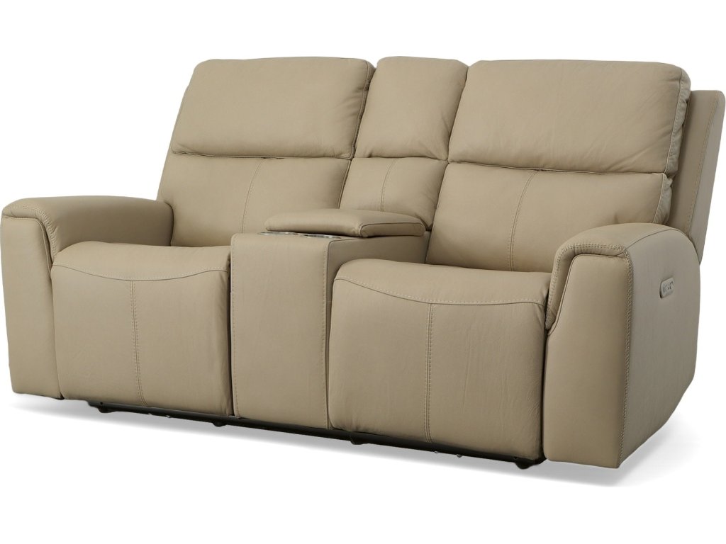 Jarvis Parchment Leather Power Reclining Loveseat with Console & Power Headrests - image 3