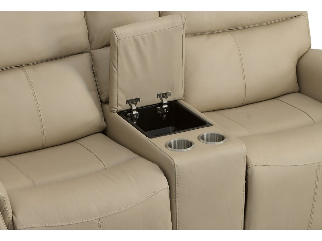 Jarvis Parchment Leather Power Reclining Loveseat with Console & Power Headrests - image 6