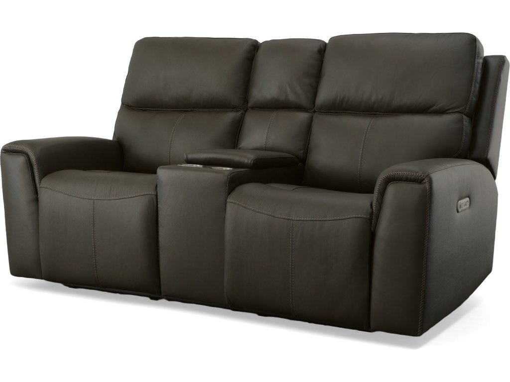 Jarvis Mica Leather Power Reclining Loveseat with Console & Power Headrests - main image