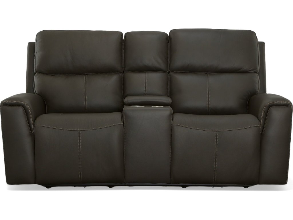 Jarvis Mica Leather Power Reclining Loveseat with Console & Power Headrests - image 1