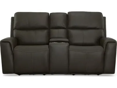 Jarvis Mica Leather Power Reclining Loveseat with Console & Power Headrests - Alternative View
