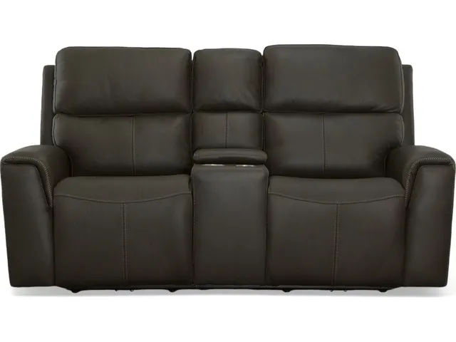 Jarvis Mica Leather Power Reclining Loveseat with Console & Power Headrests - Alternative View