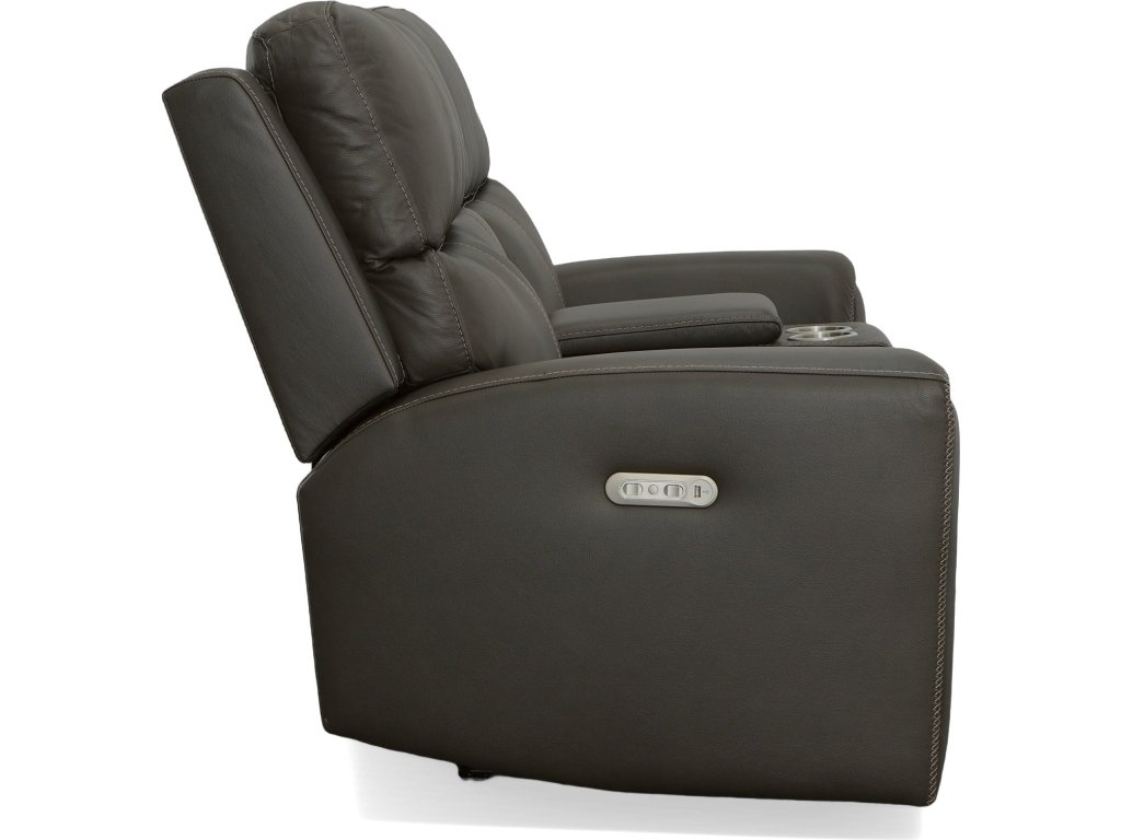 Jarvis Mica Leather Power Reclining Loveseat with Console & Power Headrests - image 2