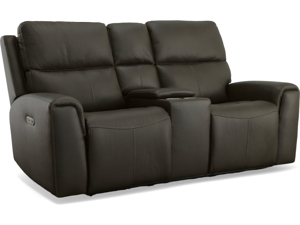 Jarvis Mica Leather Power Reclining Loveseat with Console & Power Headrests - image 3