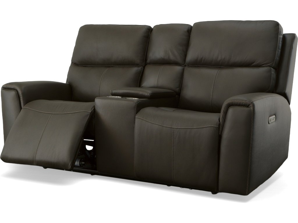 Jarvis Mica Leather Power Reclining Loveseat with Console & Power Headrests - image 4