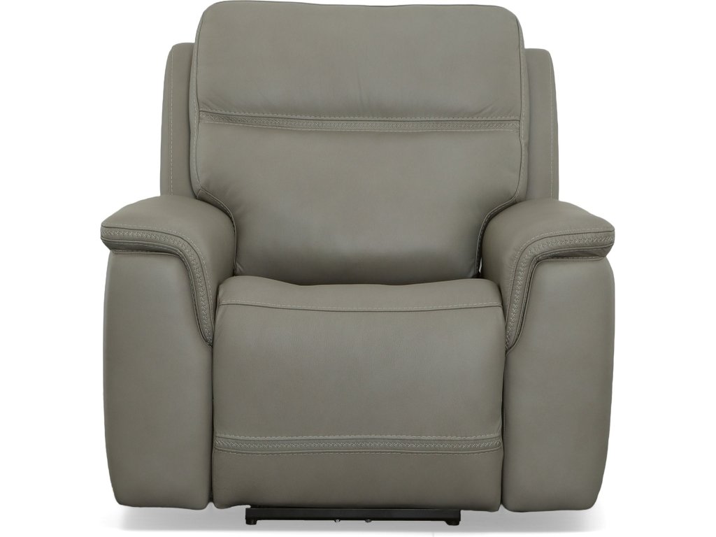 Sawyer Grey Leather Power Recliner with Power Headrest & Lumbar - image 2
