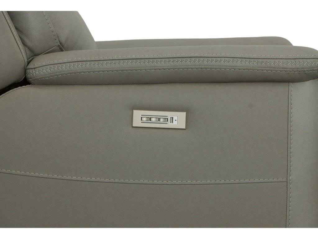 Sawyer Grey Leather Power Recliner with Power Headrest & Lumbar - image 6