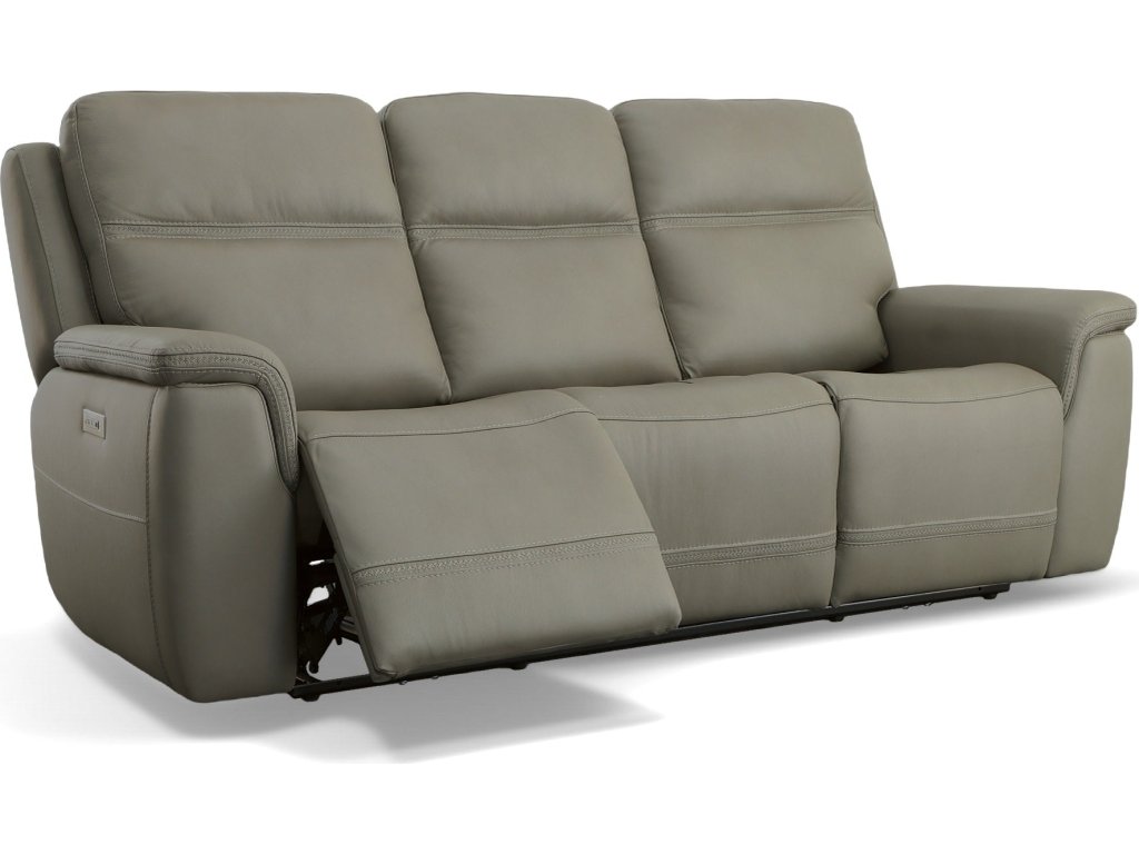 Sawyer Grey Leather Power Reclining Sofa with Power Headrests & Lumbar - image 4