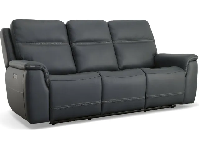 Sawyer Marine Leather Power Reclining Sofa with Power Headrests & Lumbar