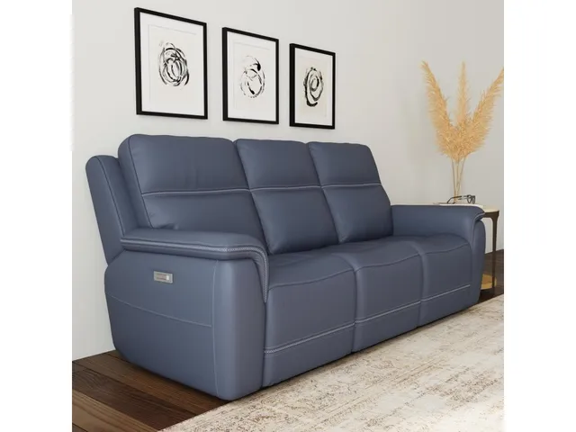 Sawyer Marine Leather Power Reclining Sofa with Power Headrests & Lumbar