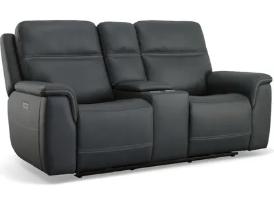 Sawyer Marine Leather Pwr Recl Loveseat w/ Console, Pwr Hdrsts, Lumbar