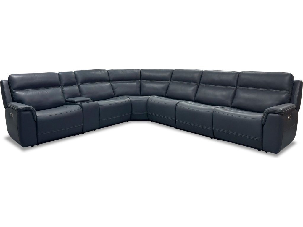 Sawyer Leather Power Reclining Sectional with Power Headrests & Lumbar - main image