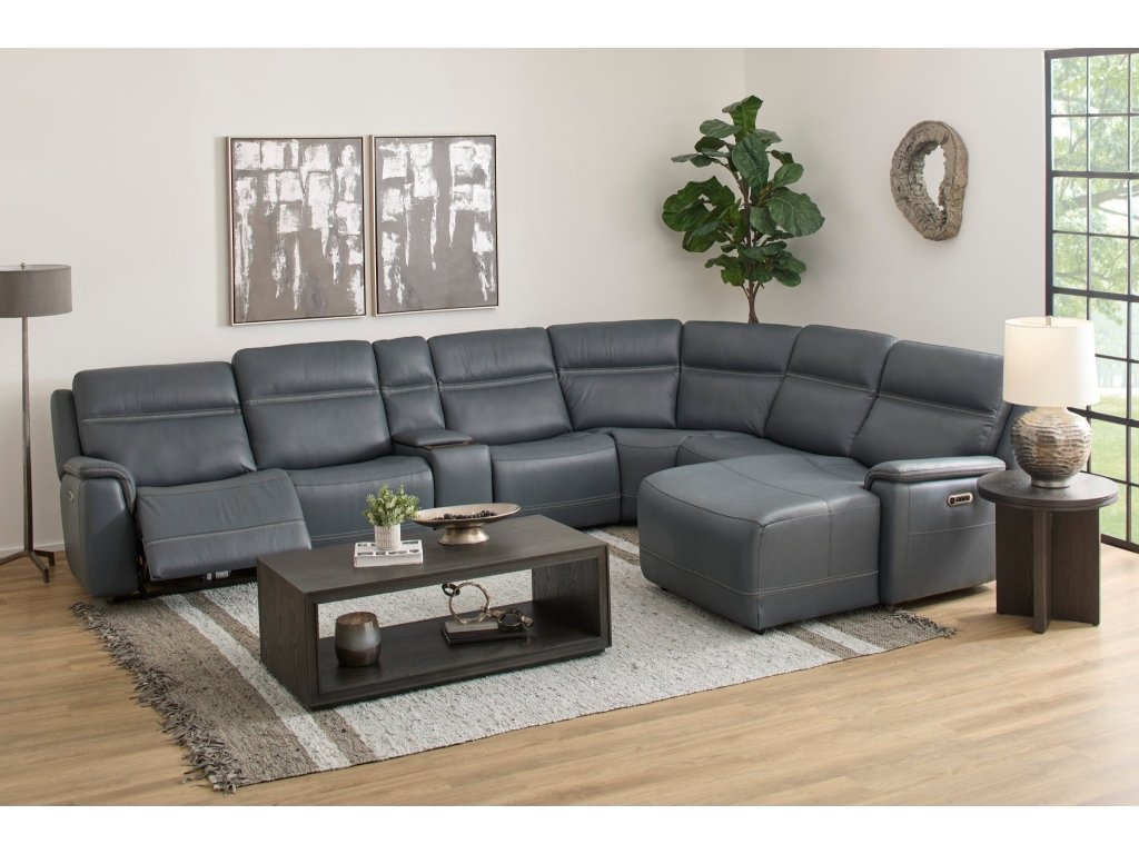 Sawyer Leather Power Reclining Sectional with Power Headrests & Lumbar - image 1