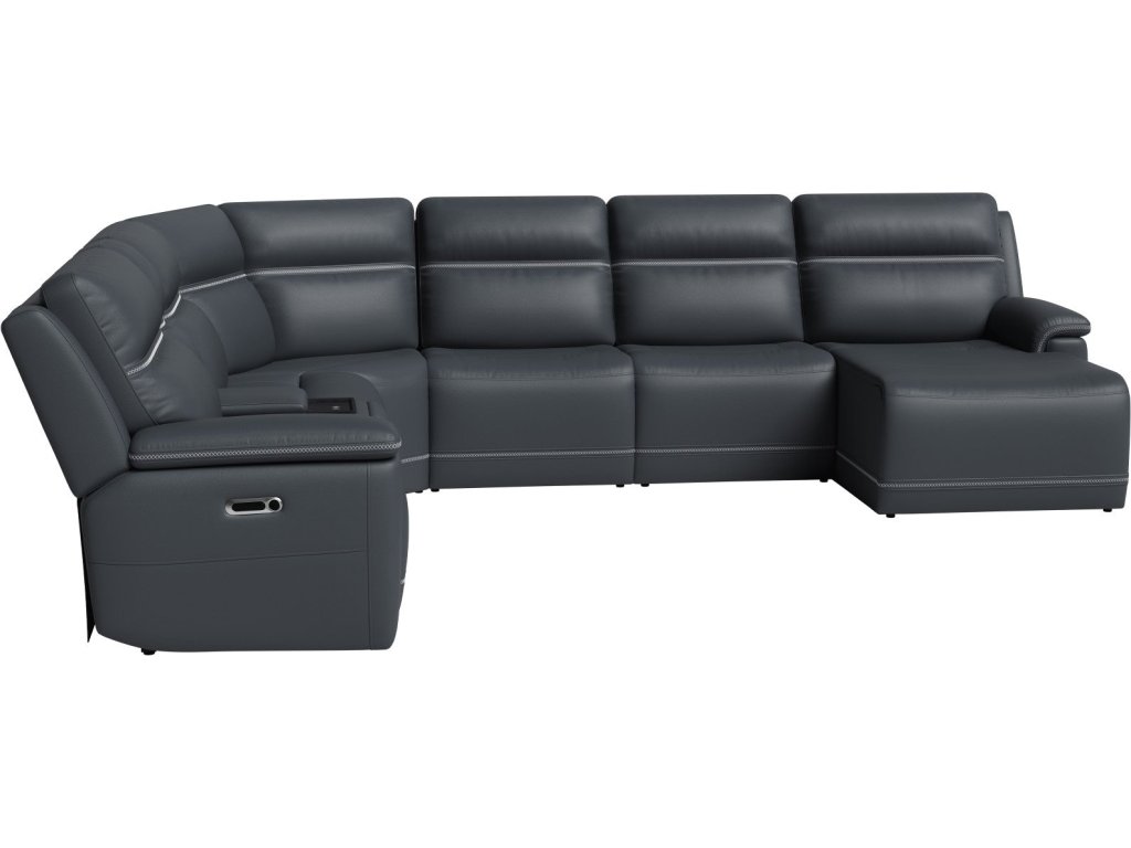 Sawyer Leather Power Reclining Sectional with Power Headrests & Lumbar - image 3
