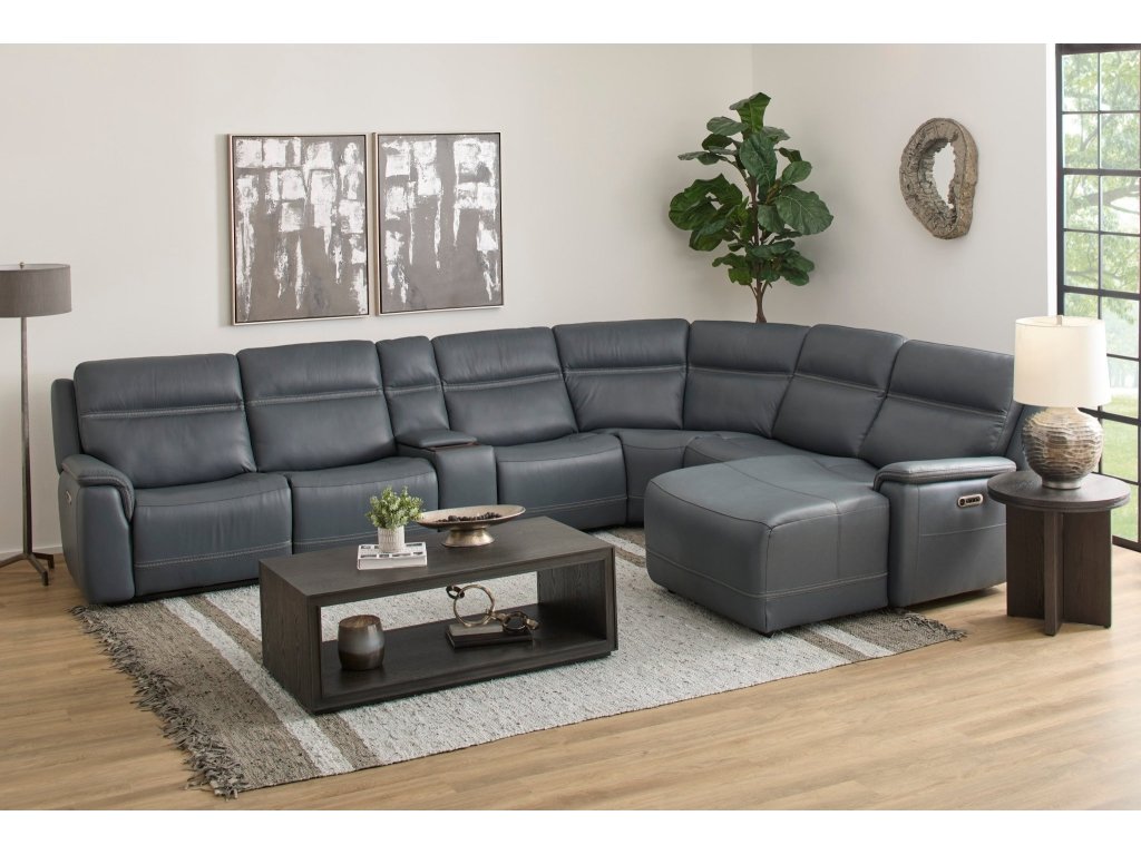 Sawyer Leather Power Reclining Sectional with Power Headrests & Lumbar - image 8