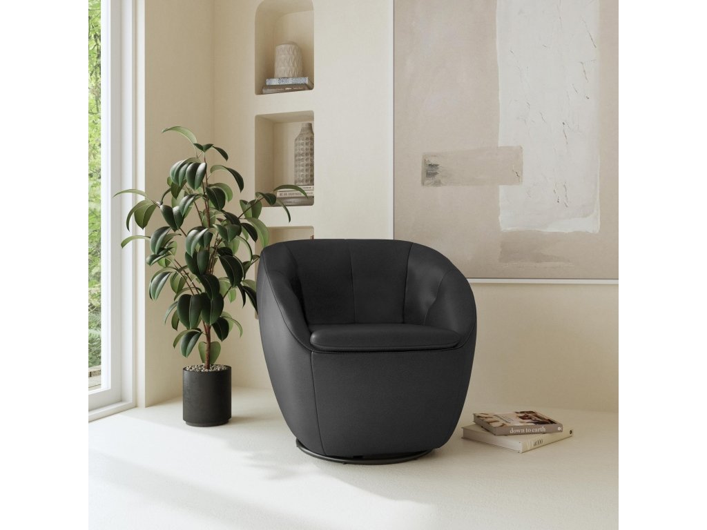 Wade Ebony Leather Swivel Chair - image 1