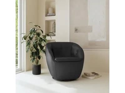 Wade Ebony Leather Swivel Chair