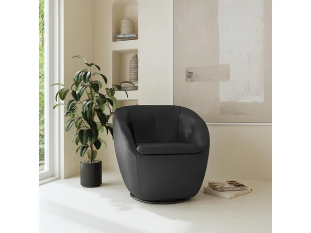 Wade Ebony Leather Swivel Chair - Alternative View