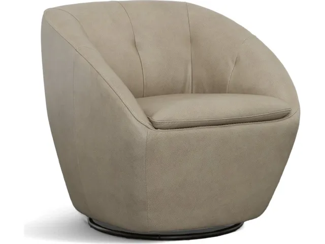 Wade Shitake Leather Swivel Chair