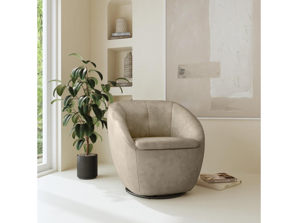 Wade Shitake Leather Swivel Chair - image 1