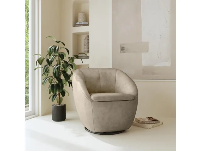 Wade Shitake Leather Swivel Chair - Alternative View