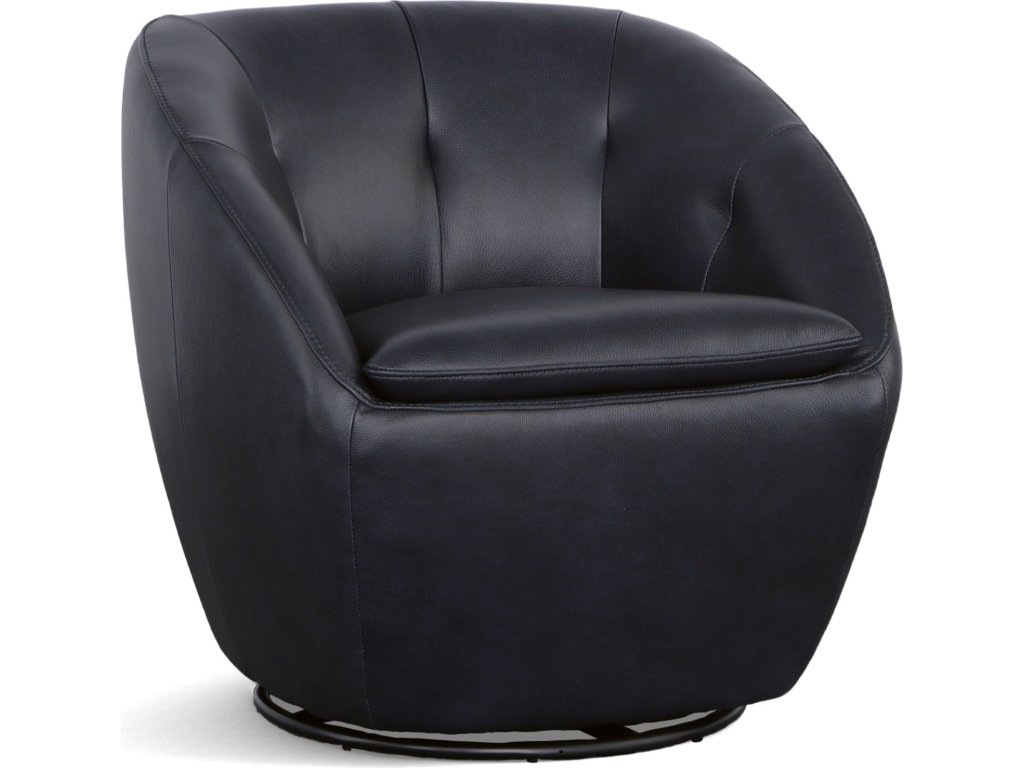 Wade Midnight Leather Swivel Chair - main image