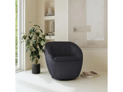Wade Midnight Leather Swivel Chair