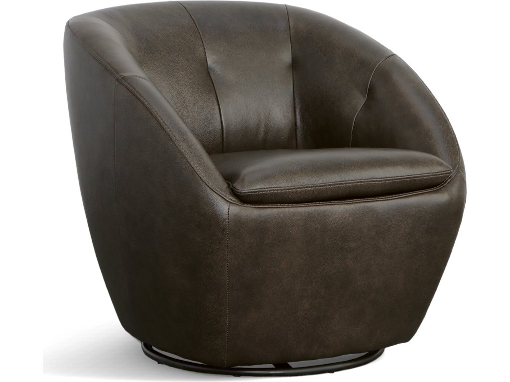 Wade Carob Leather Swivel Chair - main image