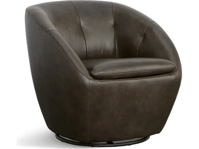 Wade Carob Leather Swivel Chair