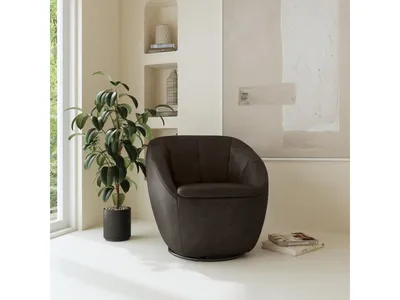 Wade Carob Leather Swivel Chair
