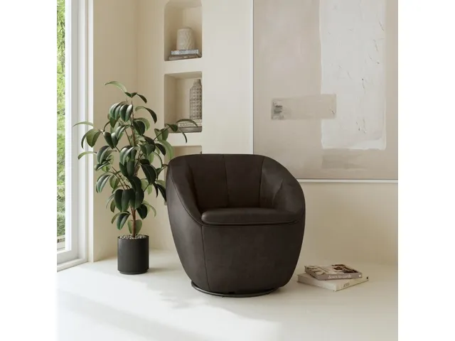 Wade Carob Leather Swivel Chair - Alternative View