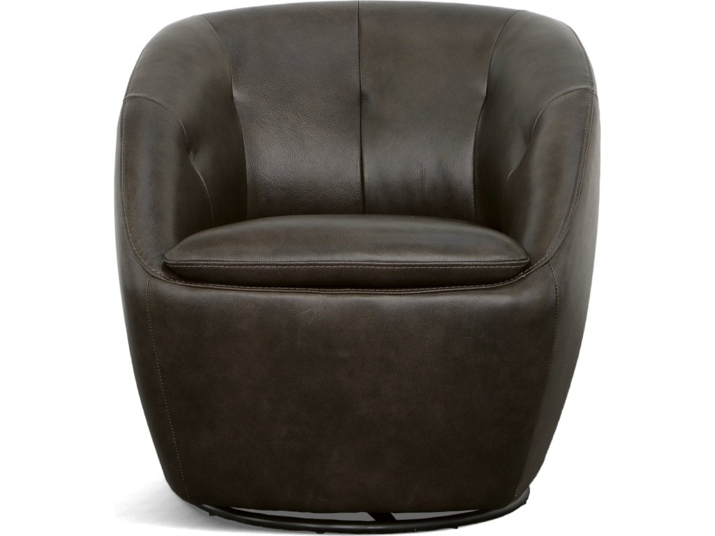 Wade Carob Leather Swivel Chair - image 2