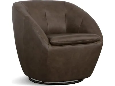 Wade Milk Chocolate Leather Swivel Chair