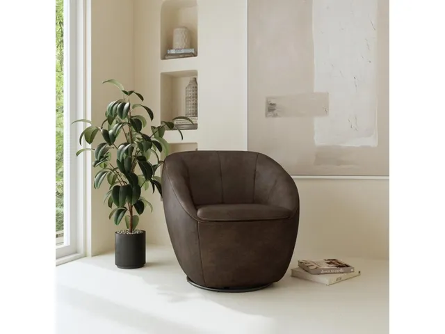 Wade Milk Chocolate Leather Swivel Chair - Alternative View