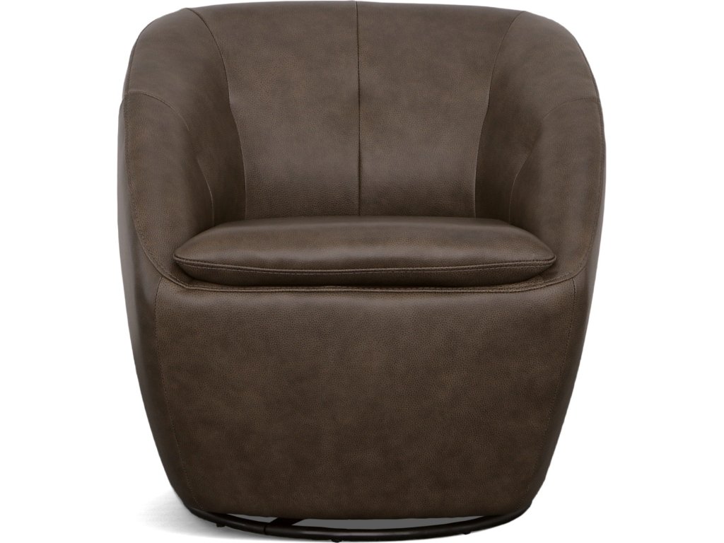 Wade Milk Chocolate Leather Swivel Chair - image 2