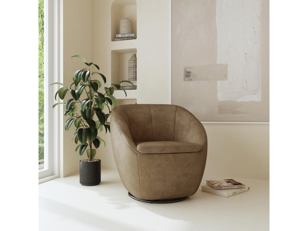 Wade Barley Leather Swivel Chair - image 1