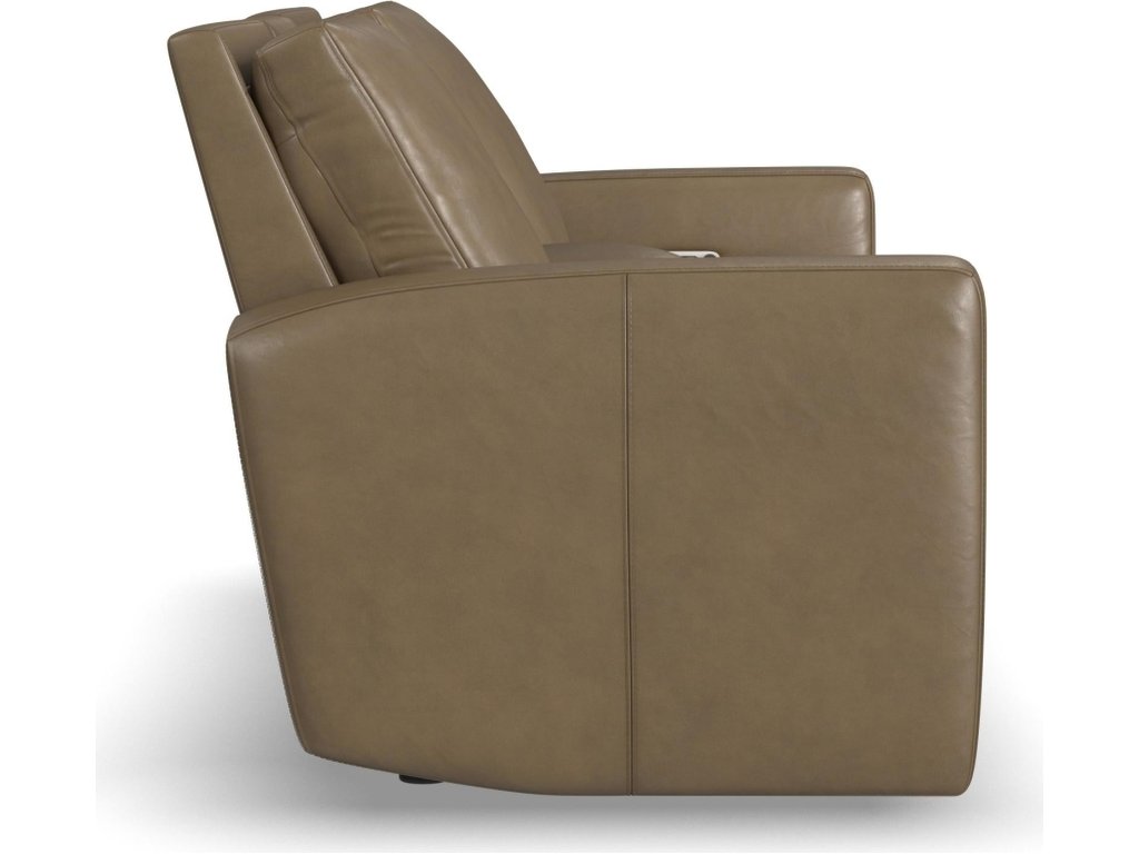 Aria Fawn Leather Power Reclining Loveseat with Console - image 3