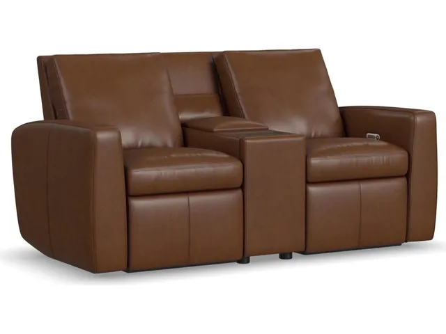 Aria Sedona Leather Power Reclining Loveseat with Console