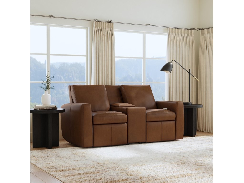 Aria Sedona Leather Power Reclining Loveseat with Console - image 1