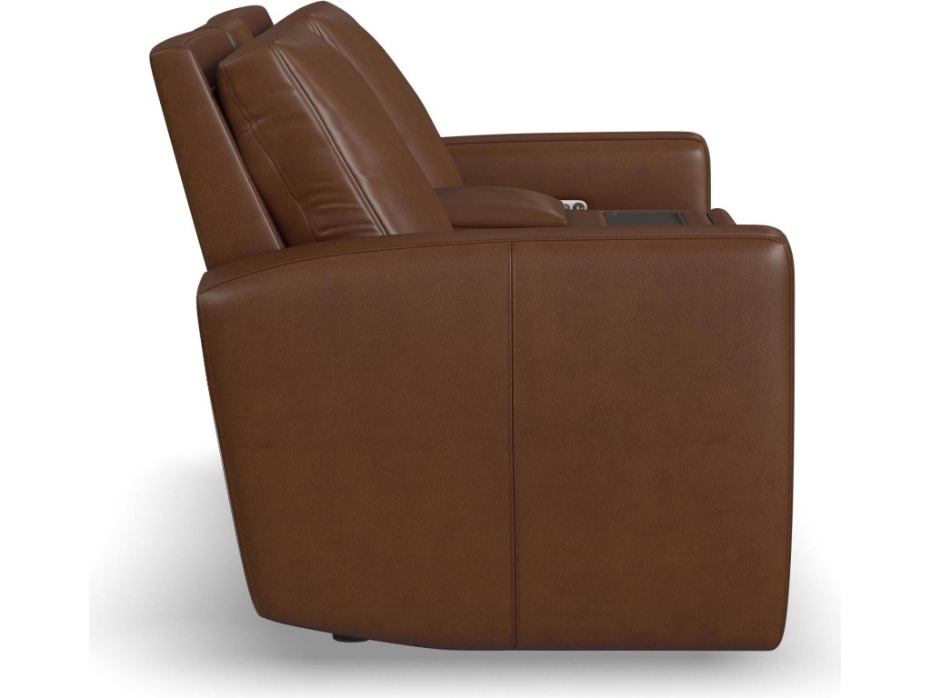 Aria Sedona Leather Power Reclining Loveseat with Console - image 3