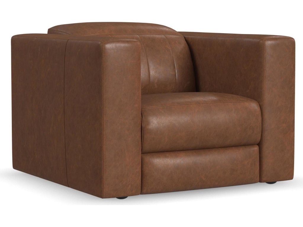 Austin Chestnut Leather Power Recliner with Power Headrest - main image