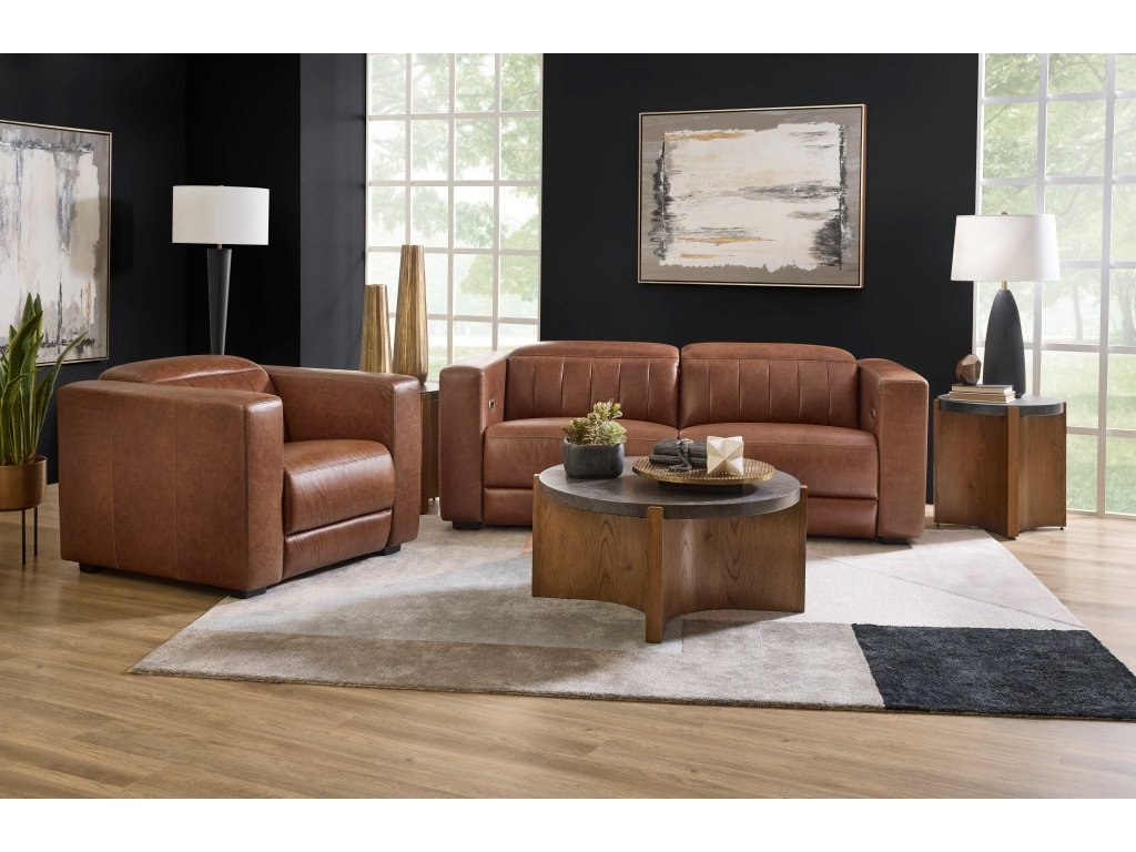 Austin Chestnut Leather Power Recliner with Power Headrest - image 9