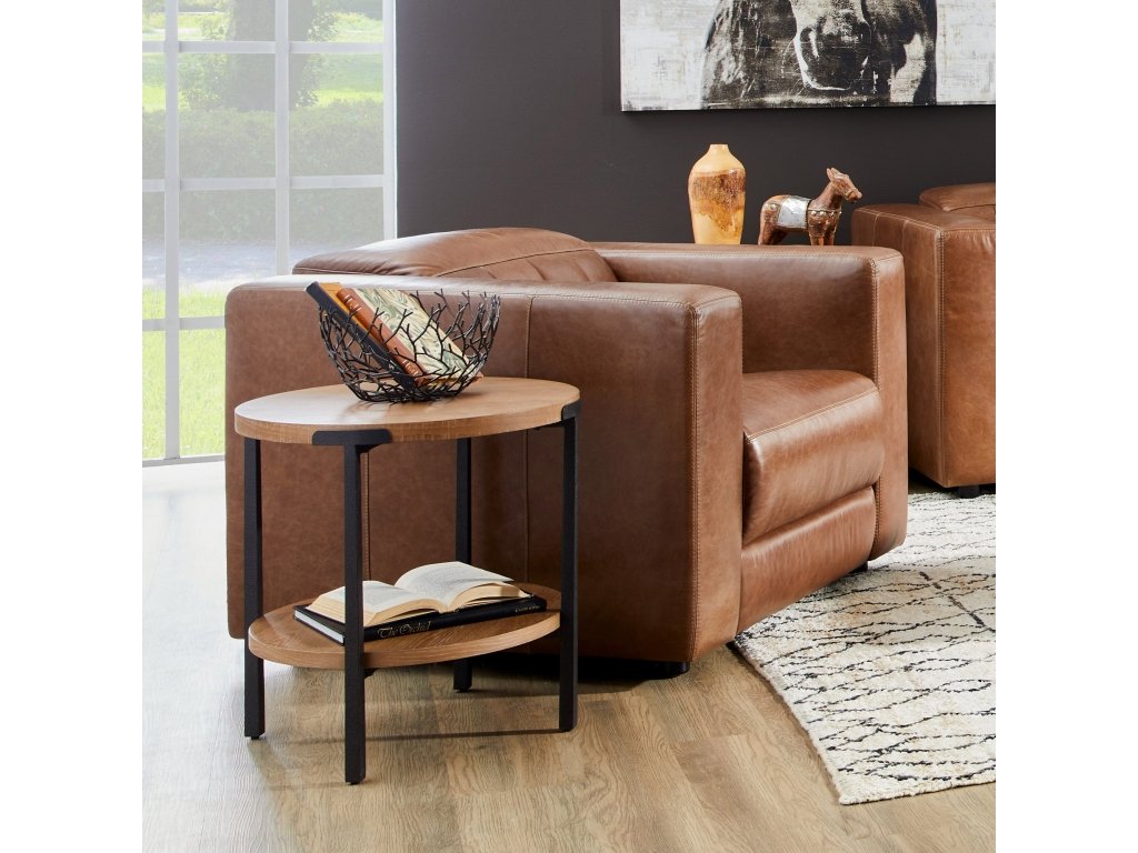 Austin Chestnut Leather Power Recliner with Power Headrest - image 1