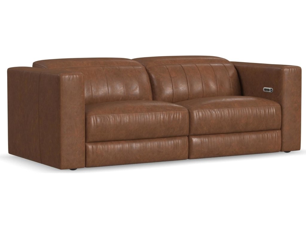 Austin Chestnut Leather Power Reclining Sofa with Power Headrests - main image