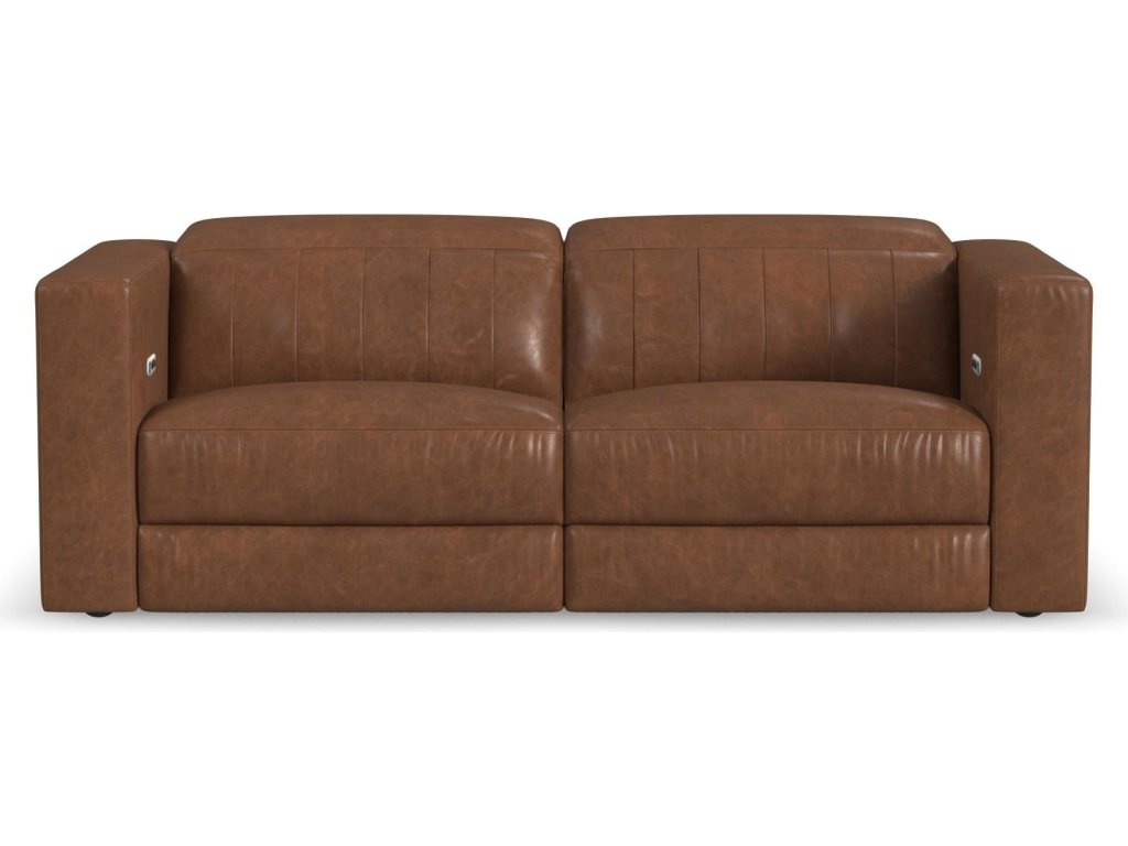 Austin Chestnut Leather Power Reclining Sofa with Power Headrests - image 2